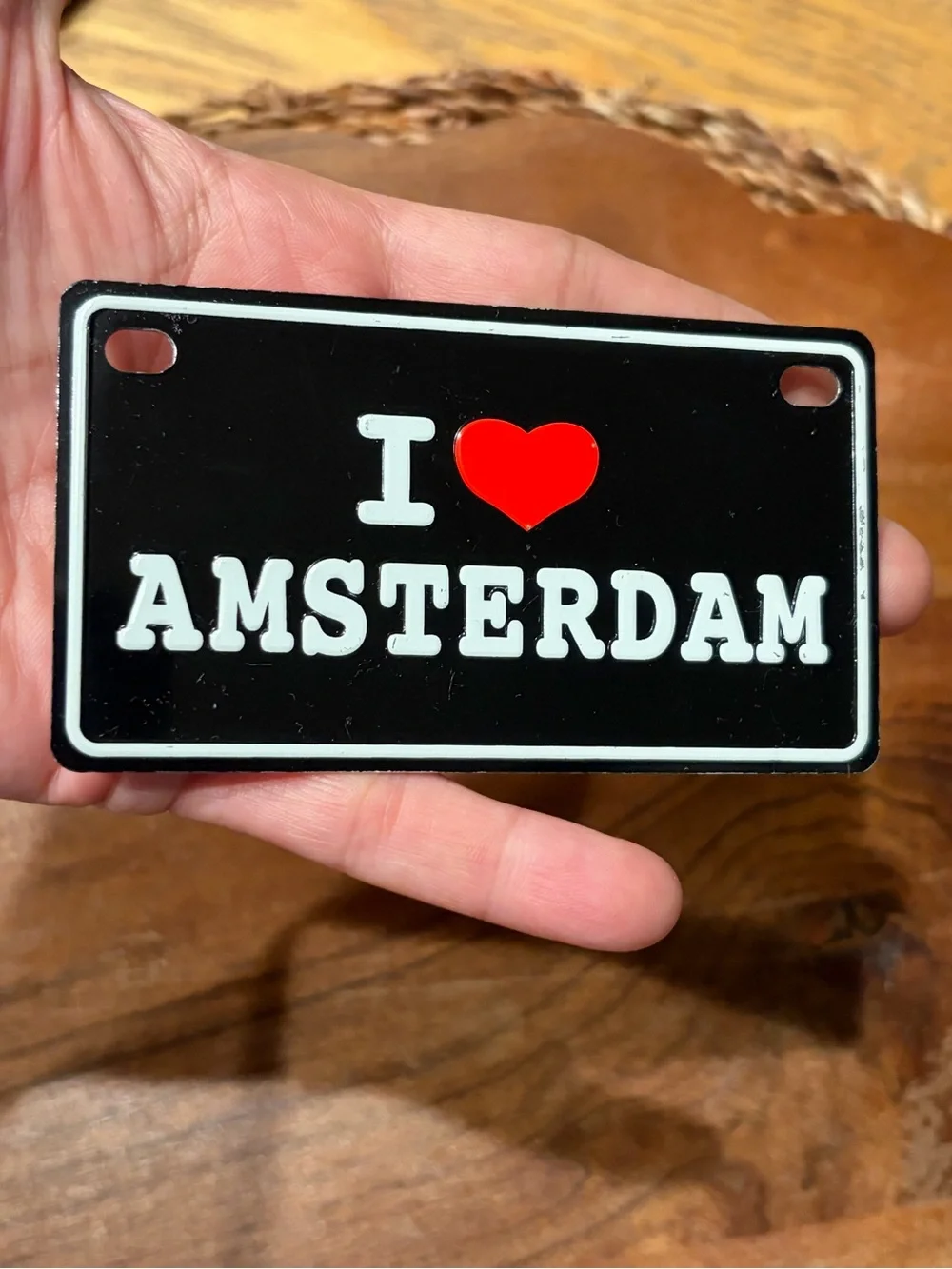 I ❤️ Amsterdam Mini Metal License Plate Sign – Netherlands Souvenir Decor